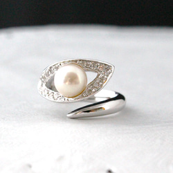 pearl leaf ring (rhodium plating) 第1張的照片