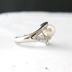 pearl leaf ring (rhodium plating) 第2張的照片