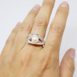 pearl leaf ring (rhodium plating) 第4張的照片