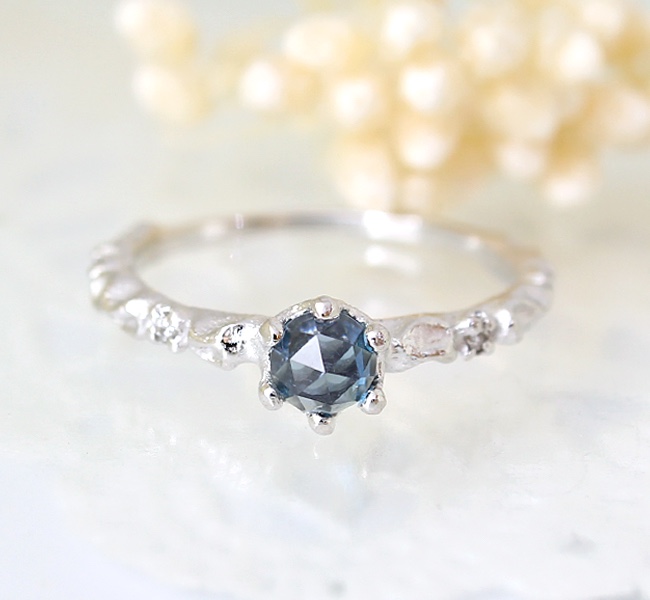 レース＆ローズカット ロンドンブルートパーズ/ダイヤモンド【受注制作】