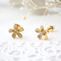 Petit fluer pierce (one＆ruby/gold plating)【受注生産】 5枚目の画像