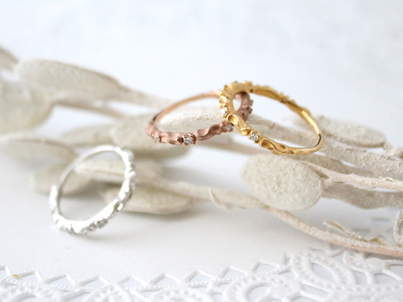 lace＆diamond ring (pink gold plating) 第4張的照片