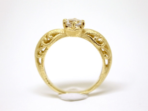 foliage scroll heart ring / CZ (gold plating) 1枚目の画像