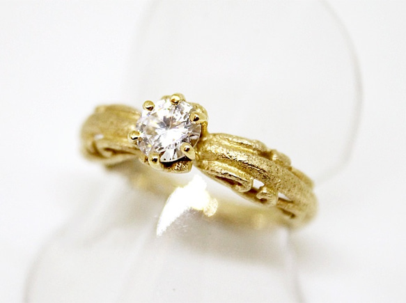 foliage scroll heart ring / CZ (gold plating) 6枚目の画像