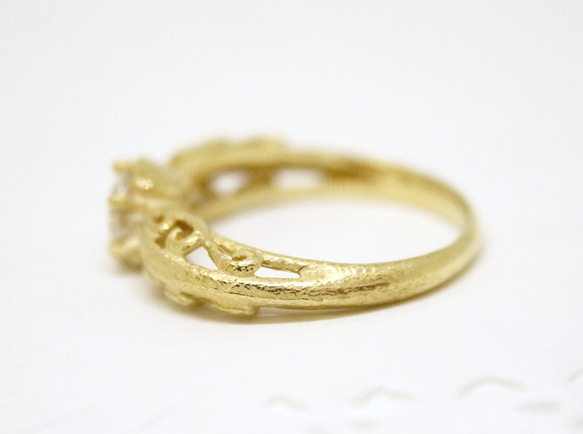 foliage scroll heart ring / CZ (gold plating) 7枚目の画像