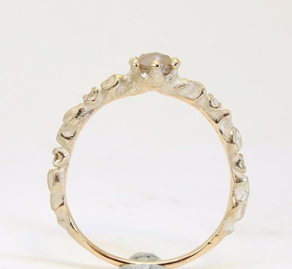 [僅K] K10玫瑰切割自然色鑽石戒指 第2張的照片