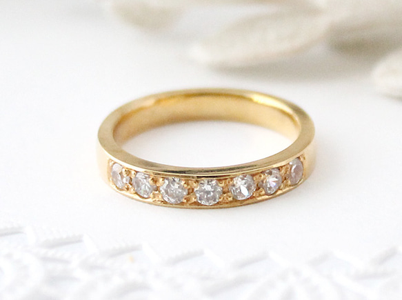 Half eternity CZ ring A(gold plating) 第1張的照片