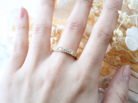 Half eternity CZ ring A(gold plating) 第5張的照片