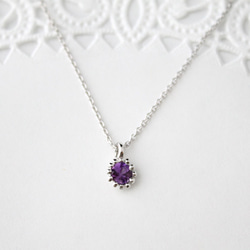 Amethyst necklace (rhodium plating) 1枚目の画像