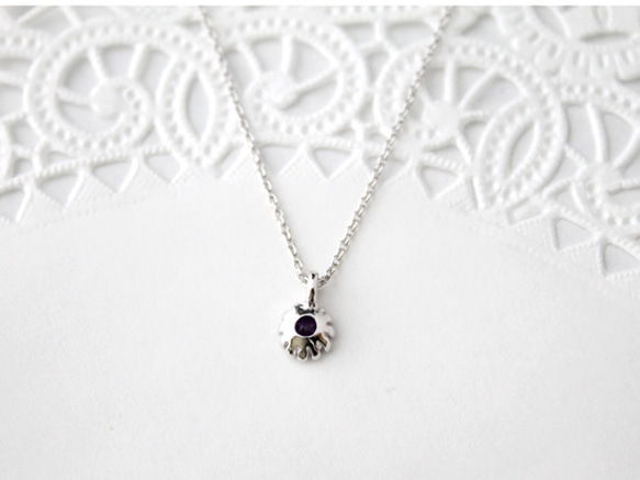 Amethyst necklace (rhodium plating) 3枚目の画像