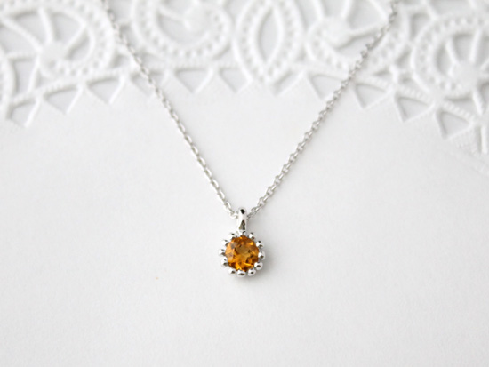 Citrine necklace (rhodium plating)