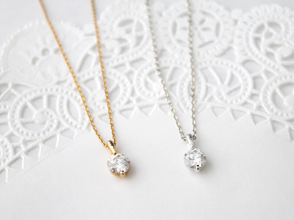 CZ necklace (rhodium plating) 4枚目の画像