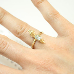 Dachshund & aquamarine ring (gold plating) 第3張的照片