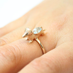 Dachshund & aquamarine ring(pink gold plating) 1枚目の画像