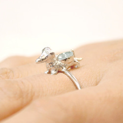 Dachshund & aquamarine ring(rhodium plating) 第1張的照片