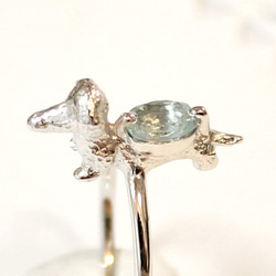 Dachshund & aquamarine ring(rhodium plating) 第5張的照片