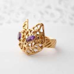 cat＆amethyst ring (gold plating) 第3張的照片