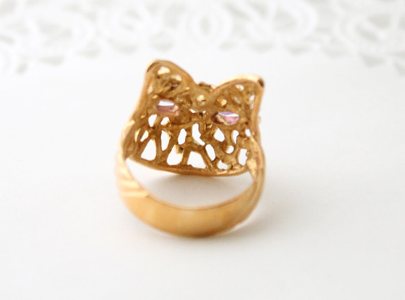 cat＆amethyst ring (gold plating) 第5張的照片