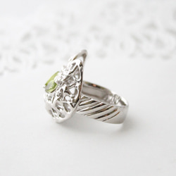 cat＆peridot ring (rhodium plating) 第3張的照片