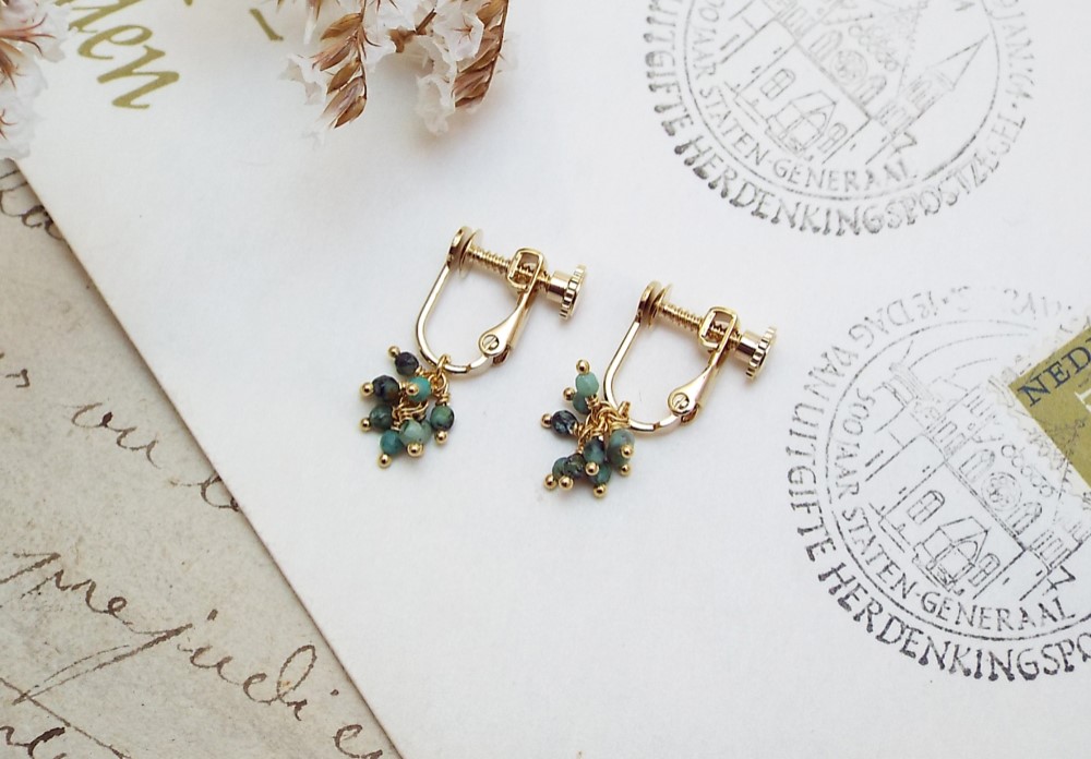 ターコイズ イヤリング（クラスター）