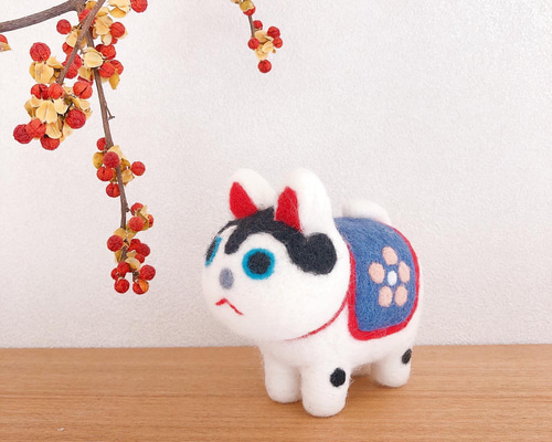 ぷ*子様 羊毛フェルト　籠かぶり犬張子 ぷ*子様 羊毛フェルト 籠かぶり犬張子