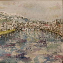 『桜橋』　水彩画　静岡 3枚目の画像