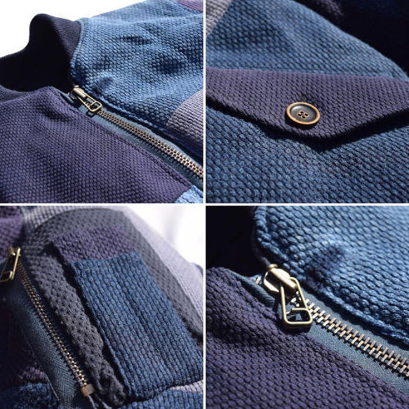 藍染 剣道着 リメイク パッチワーク MA-1 Jacket 0size Japanese Indigo Kendo J 4枚目の画像