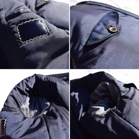 【受注生産】藍染 剣道着 リメイク パッチワーク MA-1 Jacket Japanese Indigo Kendo J 3枚目の画像