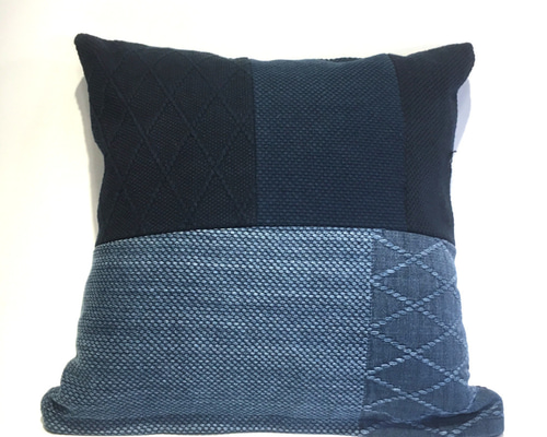 45x45 ビンテージ 藍染 襤褸 リメイク クッションカバー ボロ 2 【公式