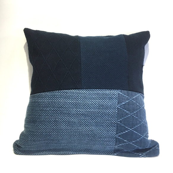 45x45 ビンテージ 藍染 襤褸 リメイク クッションカバー ボロ 2 45x45