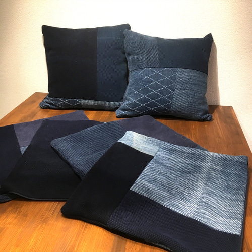 45x45 ビンテージ 藍染 襤褸 リメイク クッションカバー ボロ 2 45x45 ビンテージ 藍染 襤褸 リメイク クッションカバー ボロ 3