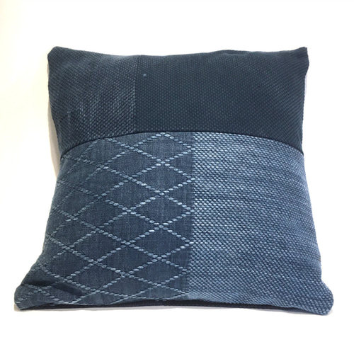 常吉さま専用　藍染古布四角繋ぎの座布団カバー 常吉さま専用 藍染古布四角繋ぎの座布団カバー