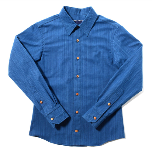 武州藍染 パッチワーク ウッドボタン シャツ シャツ・ブラウス（メンズ