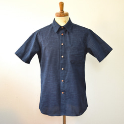 HAKOU”波光“ パッチワーク ウッドボタン S/S シャツ 半袖 Patchworks Shirts w/wood 5枚目の画像