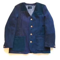 KIRIKOMI“剪裁”NAVY復古靛藍染色劍道服翻拍拼縫無色開衫夾克 第1張的照片