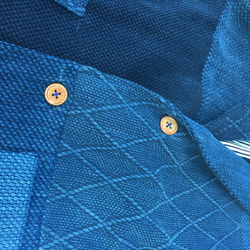 KIRIKOMI“剪裁”BLUE 復古靛藍染色劍道服重製拼縫披肩領開衫 第4張的照片