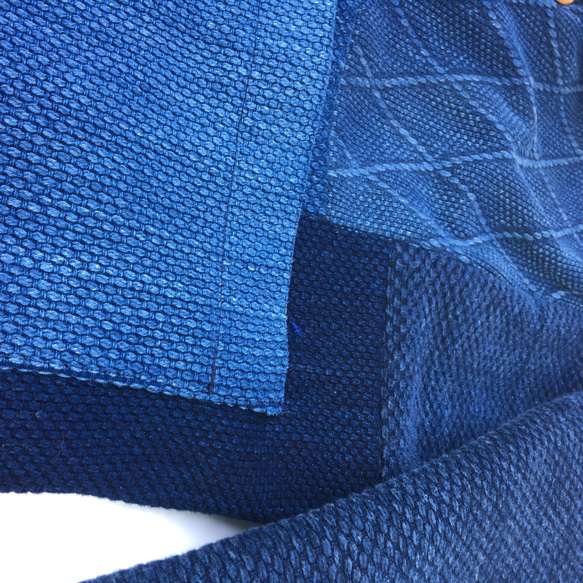 KIRIKOMI“剪裁”BLUE 復古靛藍染色劍道服重製拼縫披肩領開衫 第5張的照片