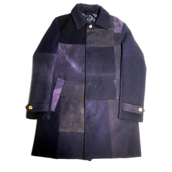 復古靛藍染色刺子劍道製服翻版拼接不銹鋼領外套 第2張的照片