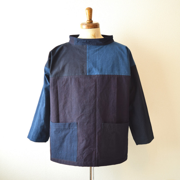 KIRIKOMI"切込”  スモック プルオーバー ジャケット ヴィンテージ 藍染 ボロ パッチワーク vintage 1枚目の画像