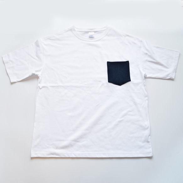 BIGシルエット ビンテージ 藍染 剣道着 リメイク ポケットTシャツ M-XL WHT 2枚目の画像