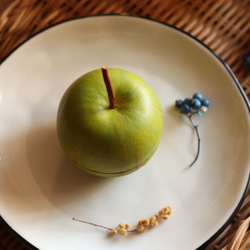 皮革糕點師傅製作的蘋果形戒指盒[青蘋果]皮革工作室布朗尼的皮革蘋果 第3張的照片