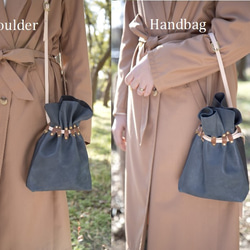2色抽繩包[2路，可用作手袋或單肩包] 正面和背面可以選擇顏色。當然就算是同色系O 第4張的照片