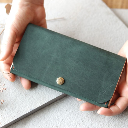 ｼﾝﾌﾟﾙｽﾘﾑ長財布2【ディープグリーン】【大容量・17cmのミディアム財布