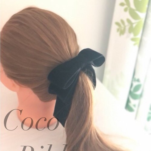 ベロアたらりんリボンバナナクリップ ヘアクリップ・バナナクリップ