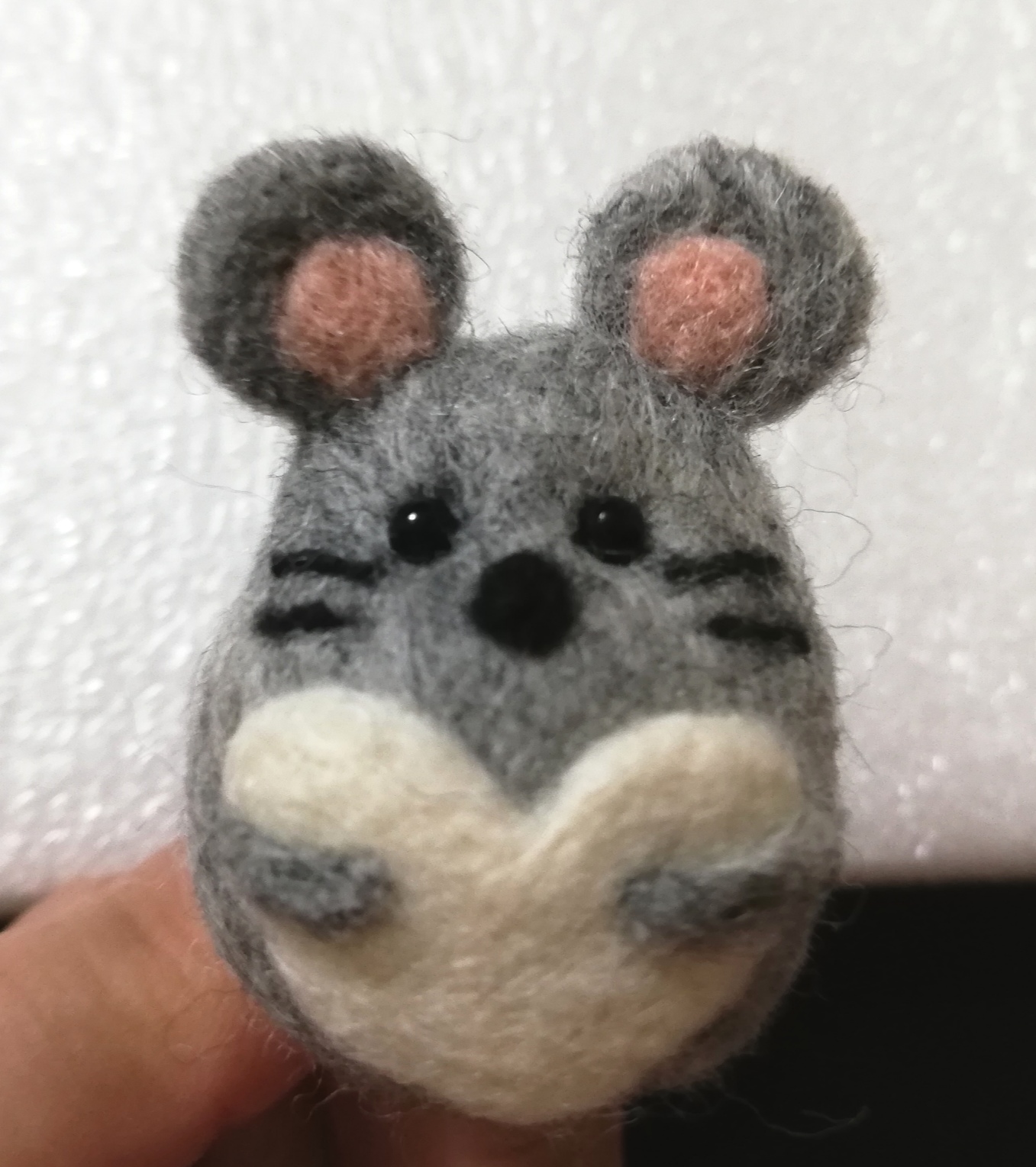 羊毛フェルト　人形　牛ちゃんとねずみちゃん