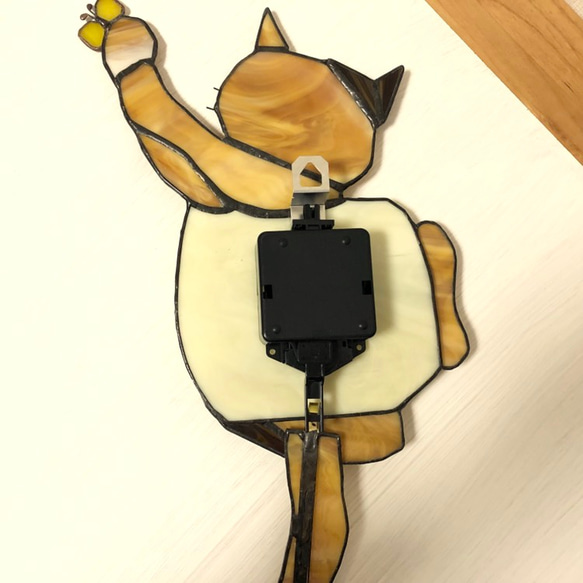 【受注制作】しっぽふりふりpendulum clock <振り子時計>（茶の猫) 5枚目の画像