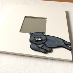 glass dog 壁掛けmirror 　ネコ 2枚目の画像