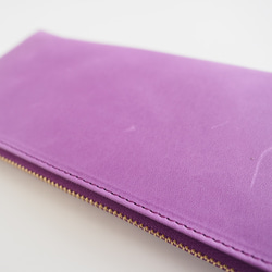 イタリアンレザー 薄くて軽くて大容量な長財布 14ZipWallet ラベンダー maine 4枚目の画像