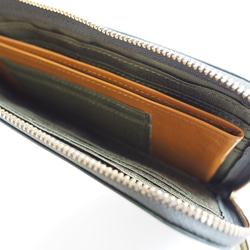 イタリアンレザー　　薄くて軽くて大容量な長財布 14ZipWallet　モスグリーン 5枚目の画像