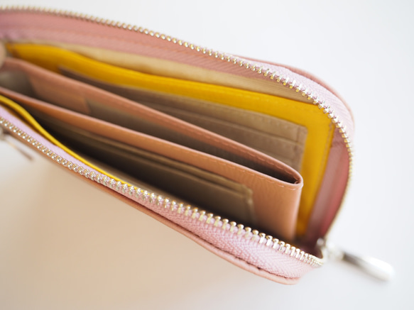 薄くて軽いコンパクトな財布  10枚カードポケット  カラフル ローズピンク スクィーズ squeeze 4枚目の画像